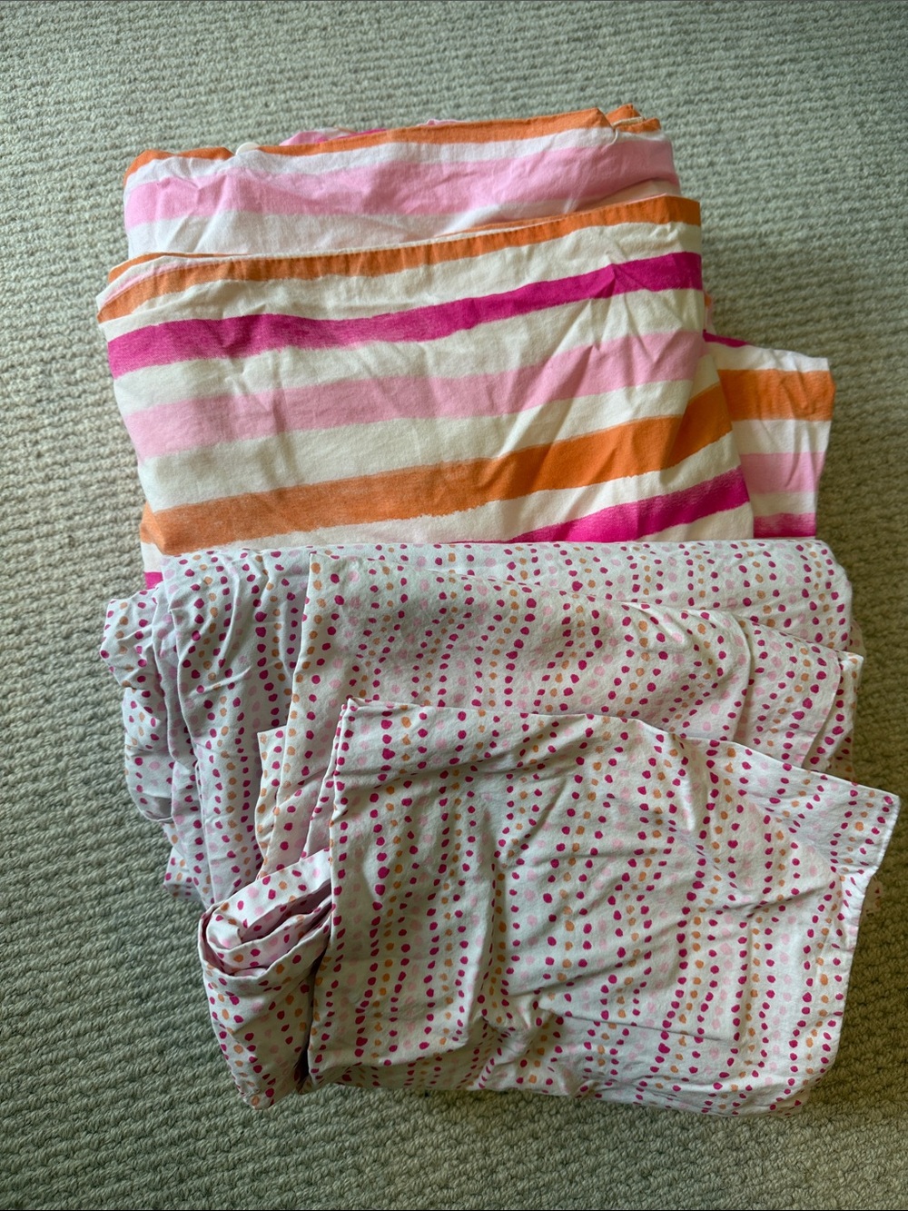 Land Of Nod Striped & Dot Duvet Cover & coordinating sheet/pillow case set